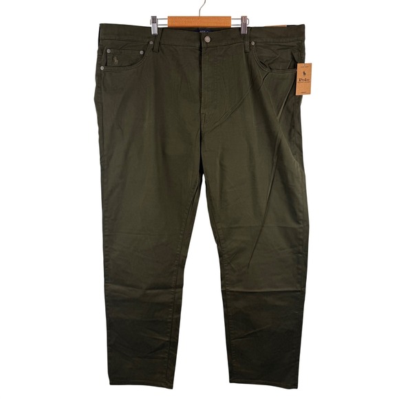 Polo Ralph Lauren Varick Slim Straight Mens 44Bx30 Green Stretch Chino Pants NEW - Picture 2 of 8